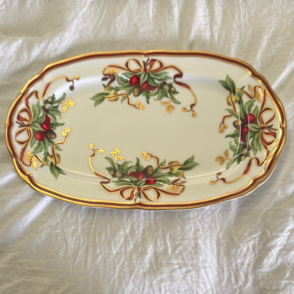 Tiffany & Co. Vintage Holiday Platter with Gold Details